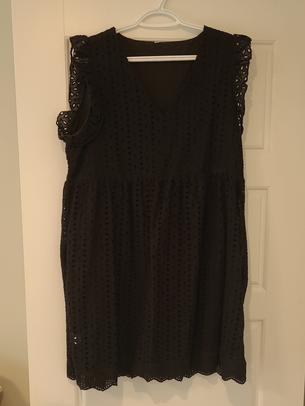 Amazon Black Eyelet V-Neck Dress with Cap Sleeves